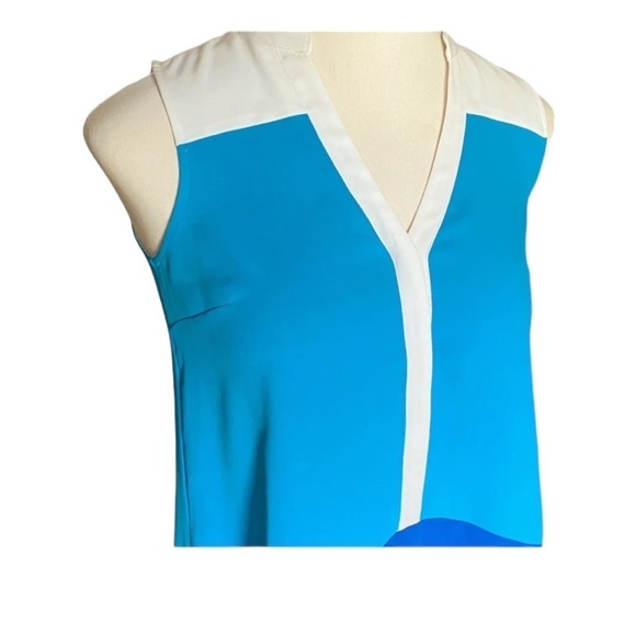🌺ANN TAYLOR Colorblock Shift Slight Hi-Lo Dress in White/Blue/Navy Size Medium🌺 - Picture 3 of 5